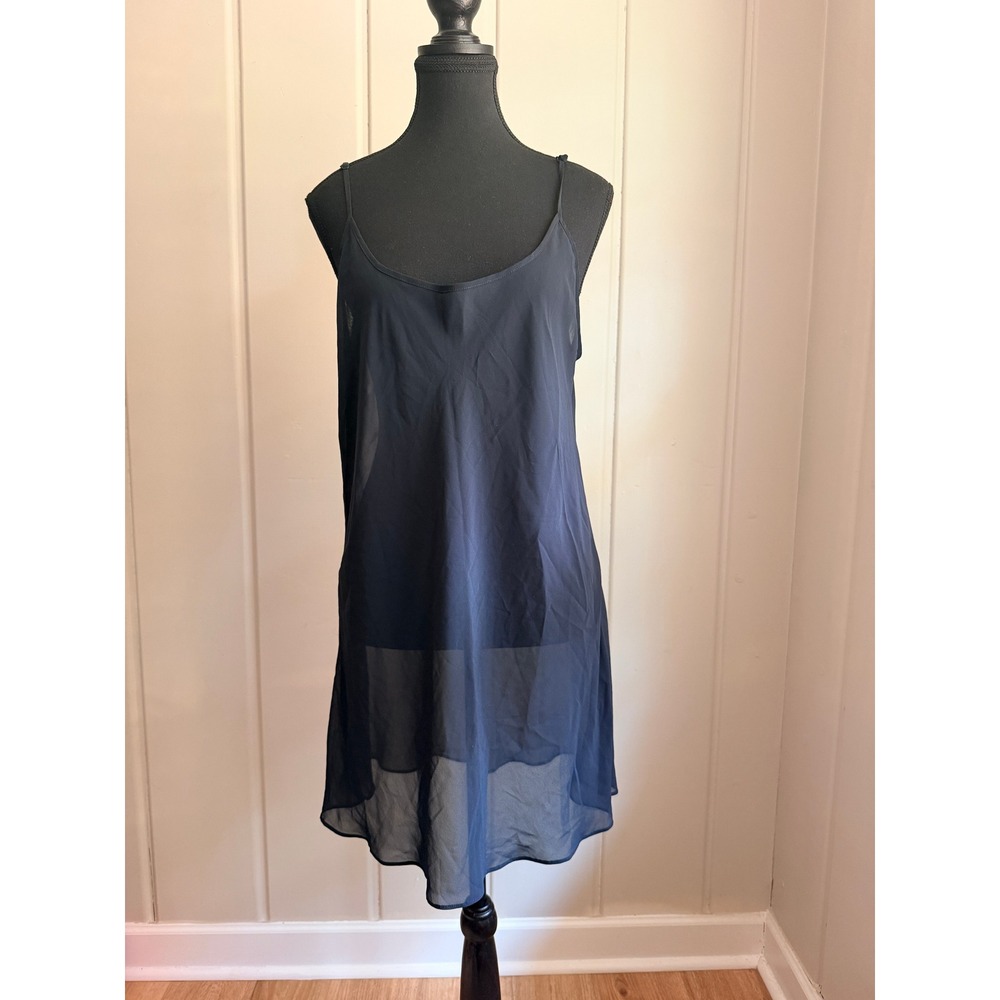 Victoria Secret Vintage Y2K Black Sheer Chiffon Slip Dress Lingerie 2006 Large